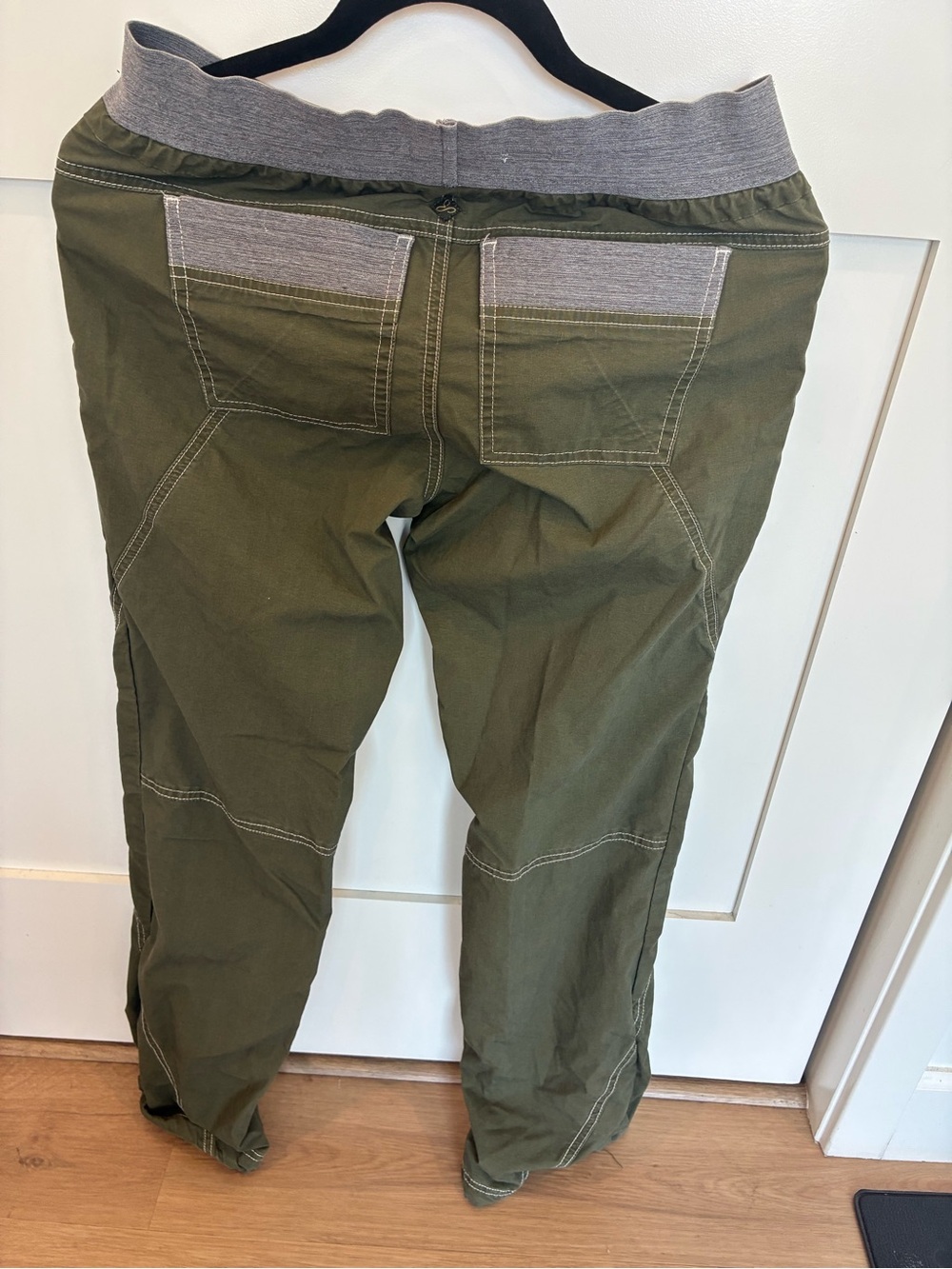 Prana Olive Green Cargo Pants with Gray Knit Waistband - Picture 2 of 3